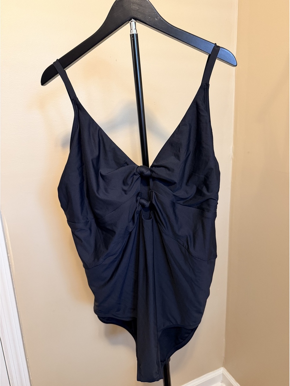 Freshwater Black Twist Front One Piece Swimsuit Women's Plus Size 3X